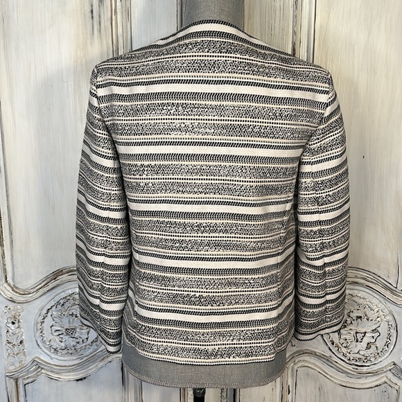 Jasper Cotton Wool Blend Stripe Tweed Raw Edged Lapels Corporate Jacket Size S - Picture 12 of 13